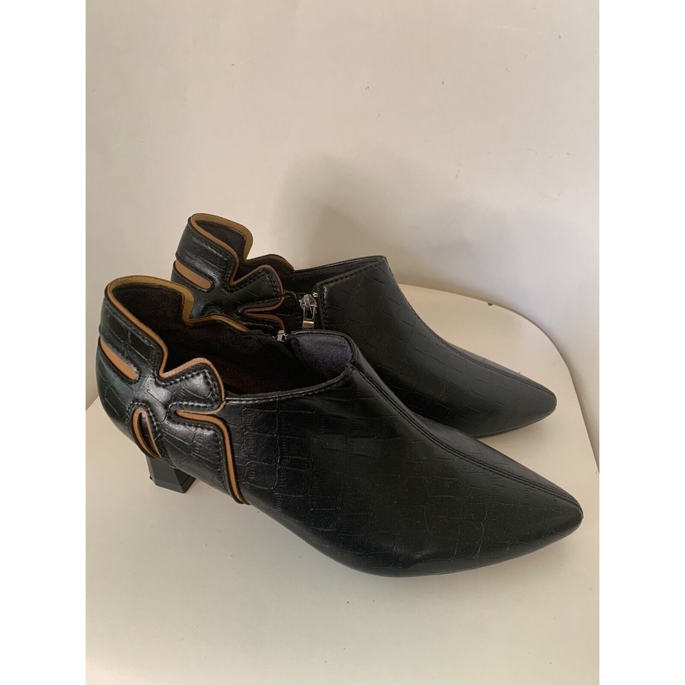 FASHION Women's Black Slip On Ankle Booties Shoes Size 39(1217)